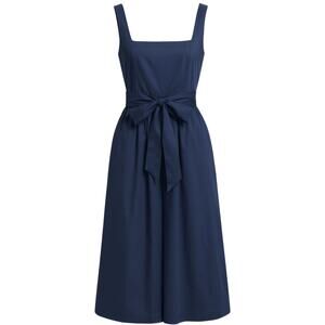 Cara Cara 100% Cotton Poplin Blue Cropped Wide Leg Jumpsuit Size XS